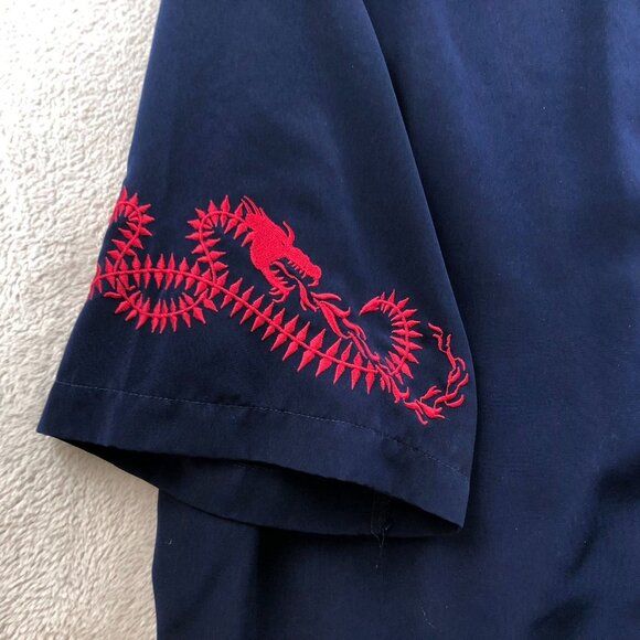 Dragonfly Mens Shirt Size XXL Short Sleeve Navy Blue Dragon Embroidered Classic - Picture 7 of 13